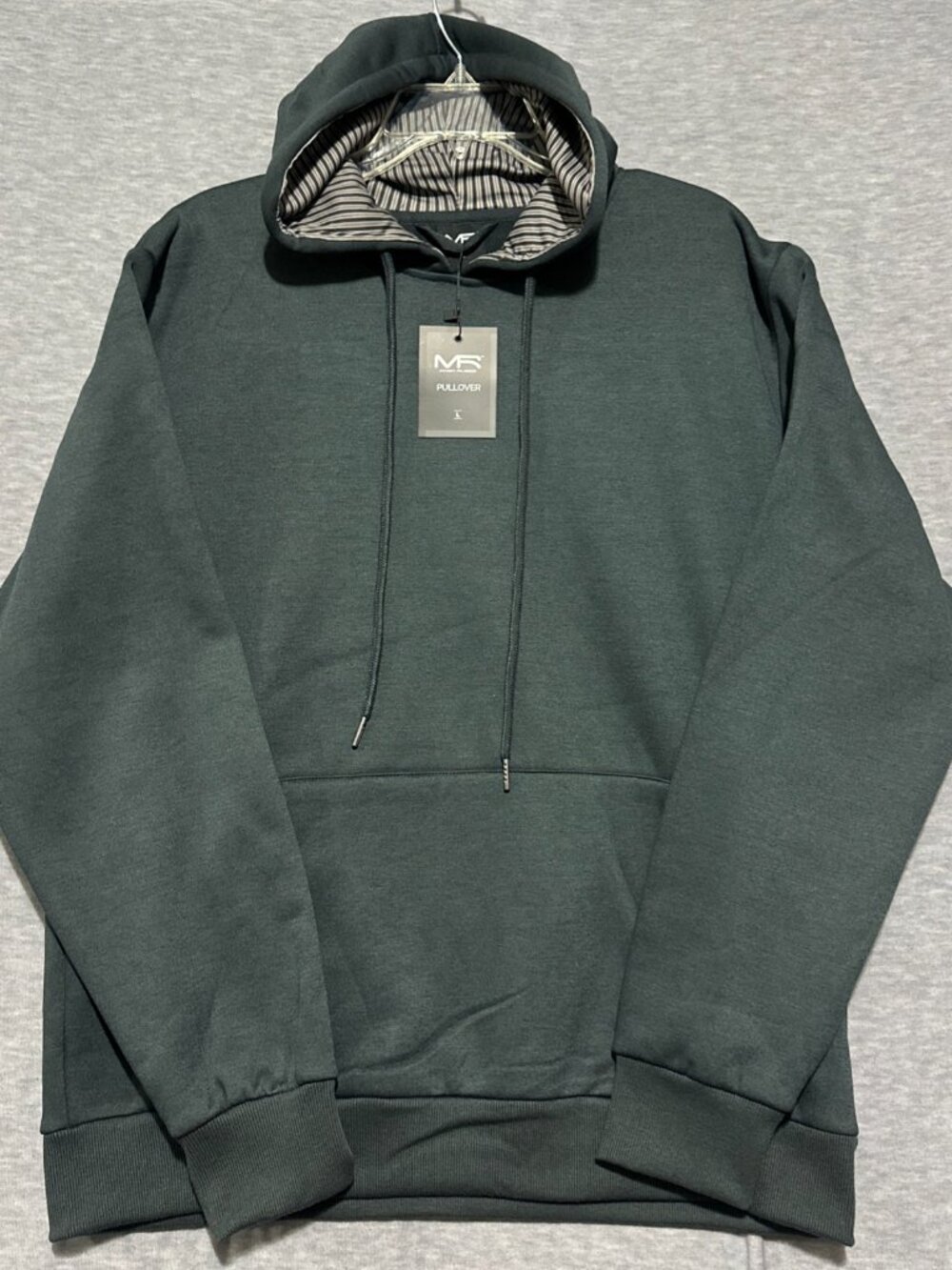 Mack Russo Men’s L Dk. Charcoal Pullover Fleece Hoodie Drawstring Pouch Pocket